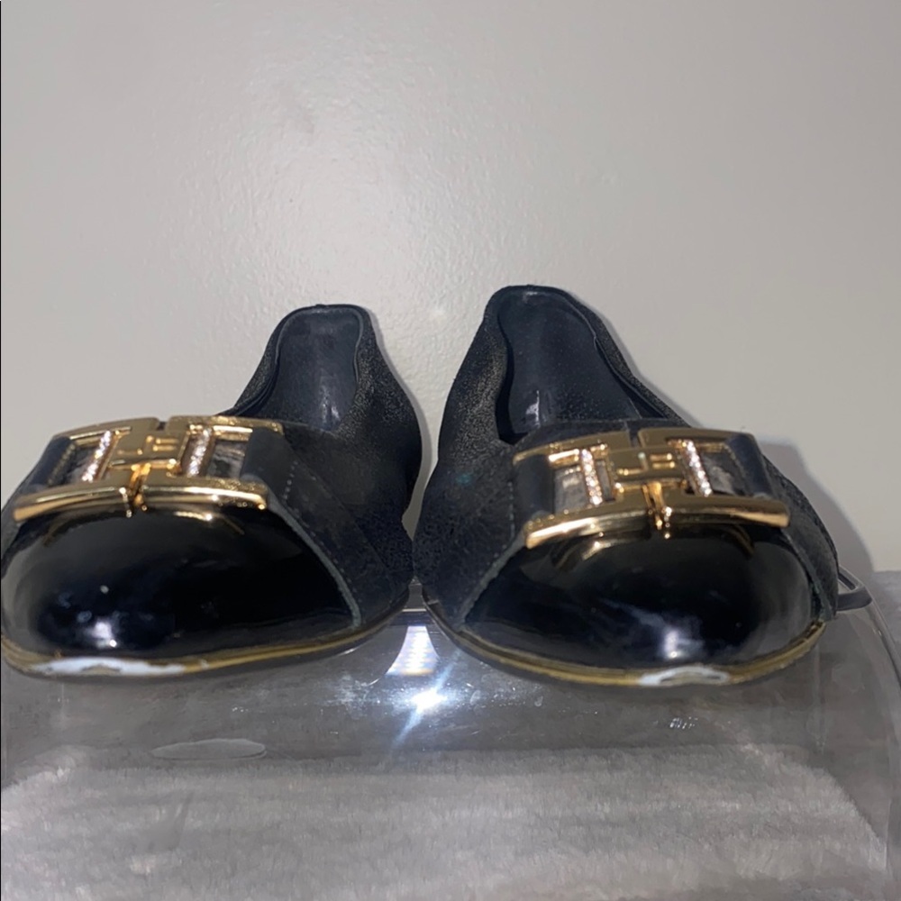 Black and Gold Ballet Flats with Pointed Toe - Picture 9 of 9